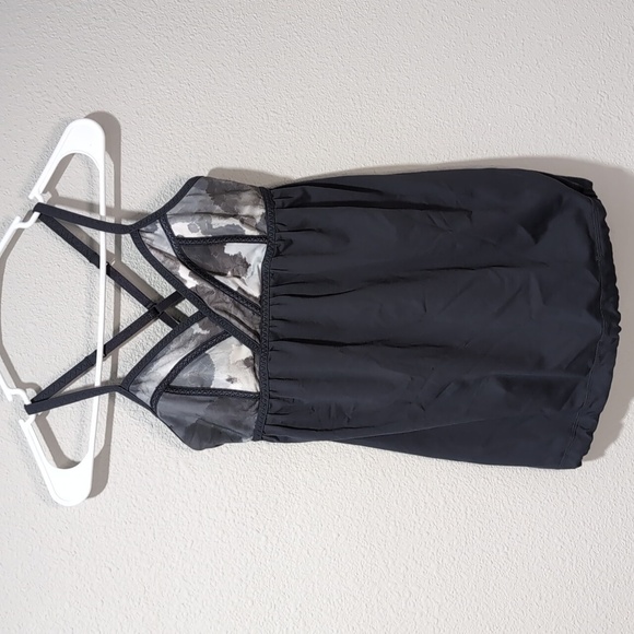 Lululemon Power Y tank Just Breathe Tank Top‎ Marble design Black Gray  12" - Picture 1 of 3